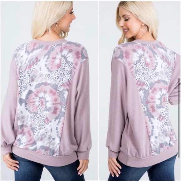 Tie dye French Terry leopard comfy stars long sleeved for summer or fall - Picture 3 of 3